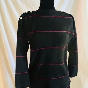Black and Red Cashmere Striped Women's Sweater